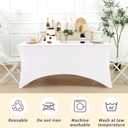 Fixwal 6 Pack 8ft Spandex Table Covers for 8 Foot Tables, Fitted Tablecloths Rectangle Folding Tables, Stretch Rectangular Table Cloths for Wedding, Banquet, Party (White, 96L x 30W x 30H Inch)