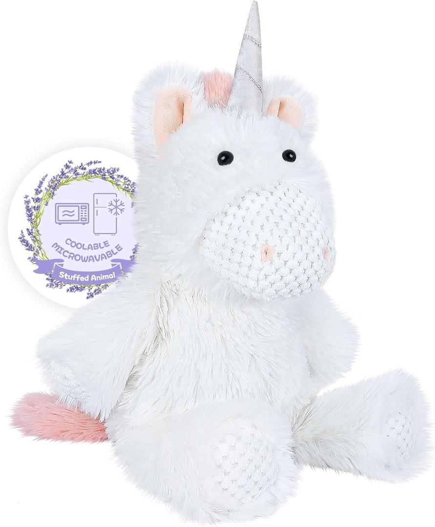 Coolable Warmable Unicorn Stuffed Animal, Microwavable Stuffed Animals Heating Pad for Soothing & Relaxation, Lavender Plushies for Stress Relief, Stuffed Unicorn Gifts for Girls