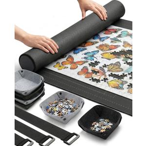 Jigsaw Puzzle Mat Roll Up, 45” x 29.5” Puzzles Matt Rollup Storage Up to 2000 Pieces, Non-Slip Rubber Bottom & Smooth Top, Portable Saver Pad Organizer Accessories Puzzle Anti-Scatter Blanket