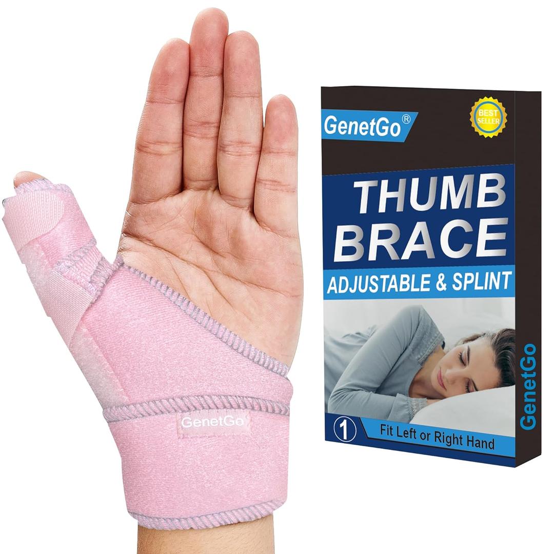 Trigger Thumb Splint - Thumb Spica Support Brace Stabilizer for Pain, Sprains, Arthritis, Tendonitis (Right Hand or Left Hand) (Pink)