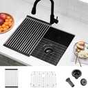 Black Undermount Laundry Utility Sink-Wesliv 21x19x12 Inch Undermount Laundry Sink Black Stainless Steel 16 Gauge Single Bowl Deep Under Mount Laundry Room Sinks with Bottom Grid