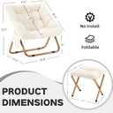 Comfy Saucer Chair for Adults, Foldable Living Room Chairs, Soft Faux Fur Lounge Chair for Bedroom, Reading Chairs, X-Large (Ottoman-White), 27.56 x 27.56 x 31.5 inches
