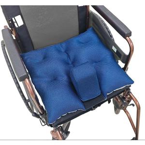 Anti-slip Wheelchair Cushion with Pommel Wedge and Seat Belt for Enhanced Comfort and Stability- Designed for Pressure Relief, Removable Breathable Cover, Ideal for Wheelchair Users (18.5 x 18.5 inch)