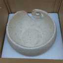MyGift Cream Ceramic Tangle-Free Yarn Ball Bowl, Rustic Handcrafted Knitting Crochet Bowl with Cut Out Swirl