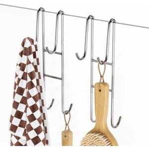 Cerbonny Shower Door Hooks (14 Inch), 2 Pack Super Extended Towel Hooks for Bathroom, Over Door Hooks, Shower Hooks for Frameless Glass Door, Silver