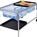 edxeducation Sand and Water Table | Indoor and Outdoor Sensory Table | Large Water Sand Tub, Steel Frame, Plug, Casters, 2 x Mini Tuff Trays