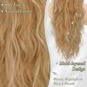 BARSDAR Drawstring Ponytail Extension - 26 Inch Long Curly Wavy Drawstring Blonde Ponytail Hair Extensions for Women - Synthetic Clip in Pony Tails Hairpieces - Mixed Honey Blonde