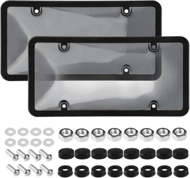 2pcs License Plate Protector License Plate Cover, Clear License Plate Protector with Screw Cap Cover kit License Plate Cover License Plate Frame