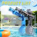 Electric Water Gun for Kids&Adults-Automatic Squirt Gun with 32FT Long Range,400ML Large Tank,Rechargeable Battery,LED Light Effect for Summer Outdoor Pool Beach Backyard Water Fight Games-2Pcs