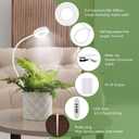 Pot Clip on Grow Lights for Indoor Plants Full Spectrum,LED Plant Lights for Indoor Growing,10-Level Dimmable & Timer,Adjustable Gooseneck Plant Grow Light for Small Plant,Succulents,White 1 Pack