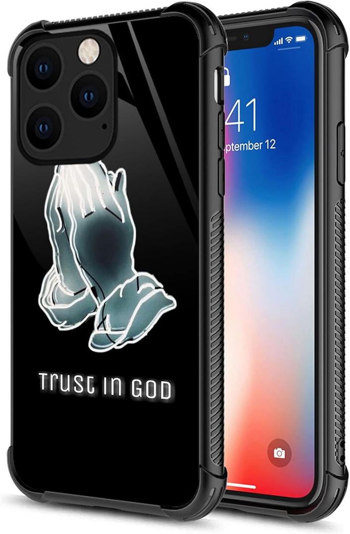 CARLOCA Compatible with iPhone 14 Plus Case, Trust in God Jesus Religion Identity Graphic Design Shockproof Anti-Scratch Hard Acrylic Case for iPhone 14 Plus