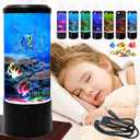 Mini Bubble Fish Lamp,Fake Fish Tank Aquarium Lamp,Multi-Color Changing Aquarium Light with 3 Artificial Fish Night Lights-for Home Office Living Room Decor for Kids Men Women