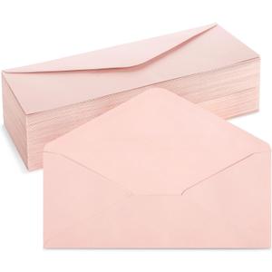 Juvale Pink Envelopes #10 - Bulk Blush Pink Envelopes for Invitations & Letters - Mailers for Office Supplies - 4 1/8 x 9 1/2 Inches, 96-Pack, Flat