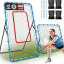 2-in-1 Volleyball Rebounder Net System, Adjustable from 7x4 ft to 4x4.5 ft, 4-Angle Bounce Back Net, Training Equipment for Volleying, Bumping, Spiking Practice, Resists Twisting (Blue)