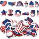Oudain 24 Pcs Large 5 Inch Patriotic Star Tree Ornaments Stuffed Fabric Star 4th of July Memorial Day American Flag Decor Vase Filler Ornaments for Independence Day, Red White and Blue (Bright)