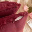 AQOTHES Wine Red Valentines Throw Pillow Covers 18x18 inch Set of 2 Valentine's Day Decor Faux Fur Love Heart Throw Pillows for Sofa Couch Living Room Holiday Festivals Decoration