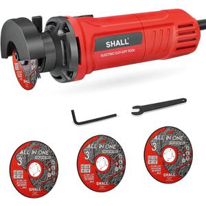 SHALL 3 Inch High-Speed Cut Off Tool, 3.5 Amp Metal Cutter Tool with 3Pcs Multifunctional Cutoff Wheels, 24000RPM Electricl Metal Cutting Tools for Steel, Inox, PVC, Aluminum