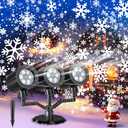 Christmas Projector Lights Outdoor, GUSODOR Upgraded Snowflake Projector IP65 Waterproof LED Snow Projection Lights for Indoor Outdoor Christmas Decoration, Holiday, Yard Decor-Three-Head A