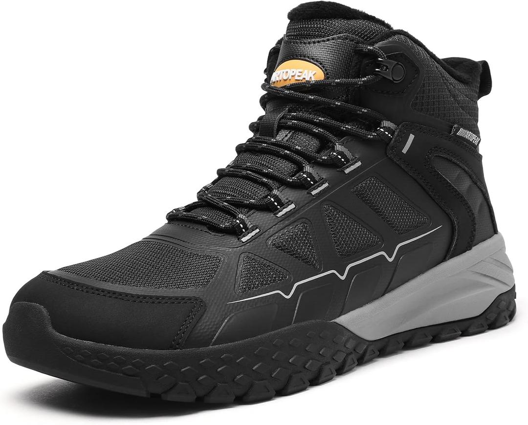 Men's 3M Thinsulate Winter Snow Boots | Wide Toe Box | Insulated Slip-Resistant Outsole | Thermal Insulation for Cold Weather | Hiking & Walking (Black), Size: 12