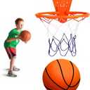 Silent Basketball and Hoop Set, Indoor Silent Basketball, 2025 Upgrade Quiet Foam Indoor Training Ball with Wall Mount Hoop, No Noise with Foldable Hoop, Ball Frame for Kids Teens Adult (No.5)