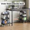 3 Tier Rolling Carts Metal Rolling Storage Cart Utility Carts with Lockable Wheels & Hanging Cups & Hooks Mobile Trolley Cart for Kitchen Bathroom Office Workshop