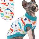PUMYPOREITY Sphynx Cat Clothes - Stretchy Sweater, Soft Hairless Shirt, Pullover Pajamas, Turtleneck for Sphynx Cornish Rex, Devon Rex - Blue, M