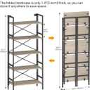 Folding Bookshelf,5 Tier Bookcase Foldable Shelf with X-Bracket Design, Adjustable Feet, Space Saving Storage for Living Room, Office