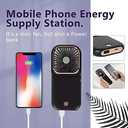 Portable Mini Fan - 5 in 1 with Power Bank, Phone Holder, Handheld & Desk Fan - USB Rechargeable, 3000 mAh Power Bank, 3 Speed Adjustable, Neck Lanyard - Black