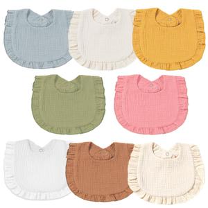 Baby Muslin Bibs for Baby Girl & Boys, Bandana Bibs Soft Drool Baby Bibs 100% Cotton Bibs Organic Solid Colors Lap-Shoulder Bibs Toddlers Infants Teething(8 PACK) (Multicolor)