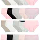 Fruit of the Loom Girls' Tag Free Cotton Brief Underwear Multipacks, Brief-20 Pack-Black/ Pink/ Grey, 10