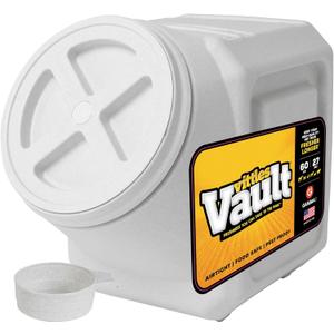 Vittles Vault Traditional Pet Food Storage Container For Dog Kibbles/Bird Seed/Oatmeal/Rice/Flour/Cereal, BPA Free Plastic, Sealed Airtight For Cat Food, Up To 60 lb, Made in USA, With Scoop, Gray, 60 Pounds