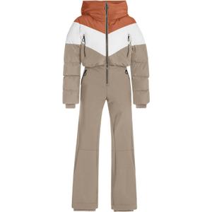 Fisoew Womens One Piece Ski Suit Warm Waterproof Snowsuits Winter Snow Jumpsuits Outdoor Sports Outerwear (Camel, M)