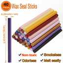 40Pcs Assorted Sealing Wax Sticks with Glue Gun and 2Pcs Wax Seal Pens &2pcs Wax Sealing Stamp for Wedding Invitations, Cards, Envelopes, Gift Wrapping(42)