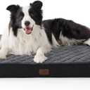 Bedsure Orthopedic Dog Bed for Large Dogs - Thick Flat Memory Foam Pet Mattress with Removable Washable Cover and Egg Crate Foam, Suitable for Pet Up to 65 lbs, 36x27x3.5 Inches, Black