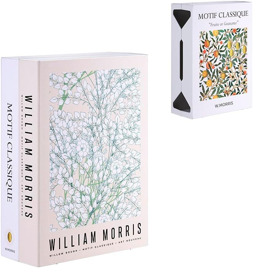 Book Shape Decorative Cable Management Box - Expandable Cable Organizer Box with Magnetic Closure for Home & Office William Morris