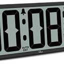 WallarGe 14.5'' Large Digital Wall Clock Battery Operated with Jumbo Numbers, Temperature and Date - Easy to Read and Set, Auto DST