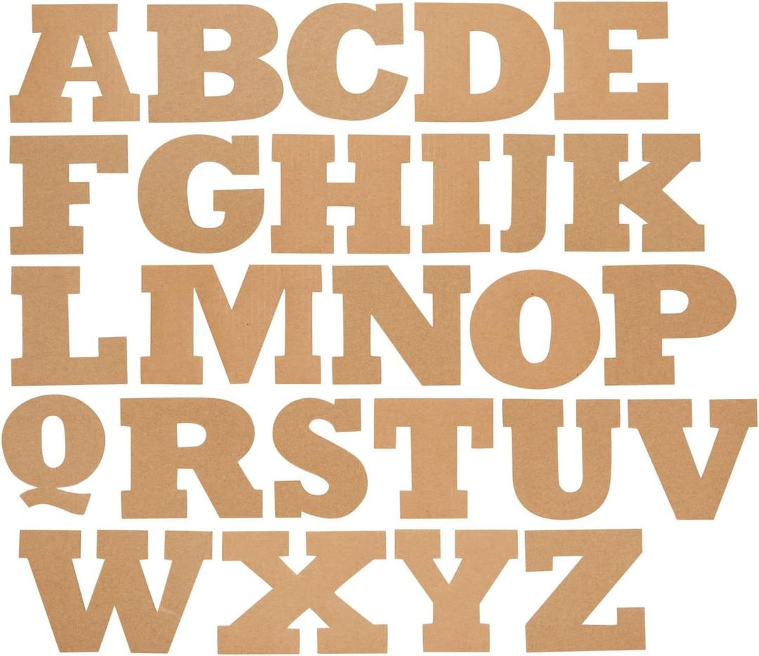 Juvale 104 Piece Unfinished Cardboard Alphabet Letters for DIY Crafts, Classrooms, and 3D Projects - 3x3 in Cardboard Letters