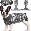 Kuoser Recovery Suit for Dogs Cats After Surgery, Professional Pet Recovery Shirt Dog Abdominal Wounds Bandages, Substitute E-Collar & Cone,Prevent Licking Dog Onesies Pet Surgery Recovery Suit (S (Back:11.4-13.4'', Weight:7-15 LB))