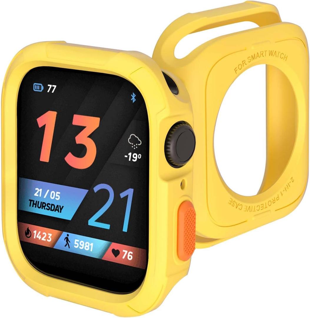 2 x Compatible with Apple Watch Bumper Case 45mm & 44mm Series 9, 8, 7, 6, SE, 5, 4 Soft Flexible TPU Thin Protective Cover for iWatch [NO Front Screen Protector] (Yellow)