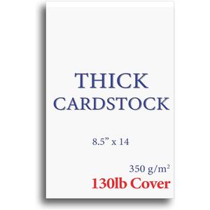 Extra Heavy Duty 130lb Cover Cardstock - Legal Size 8-1/2" x 14" Bright White - 350gsm 17pt Thick Paper for Inkjet & Laser Printers - 100 Sheet Pack