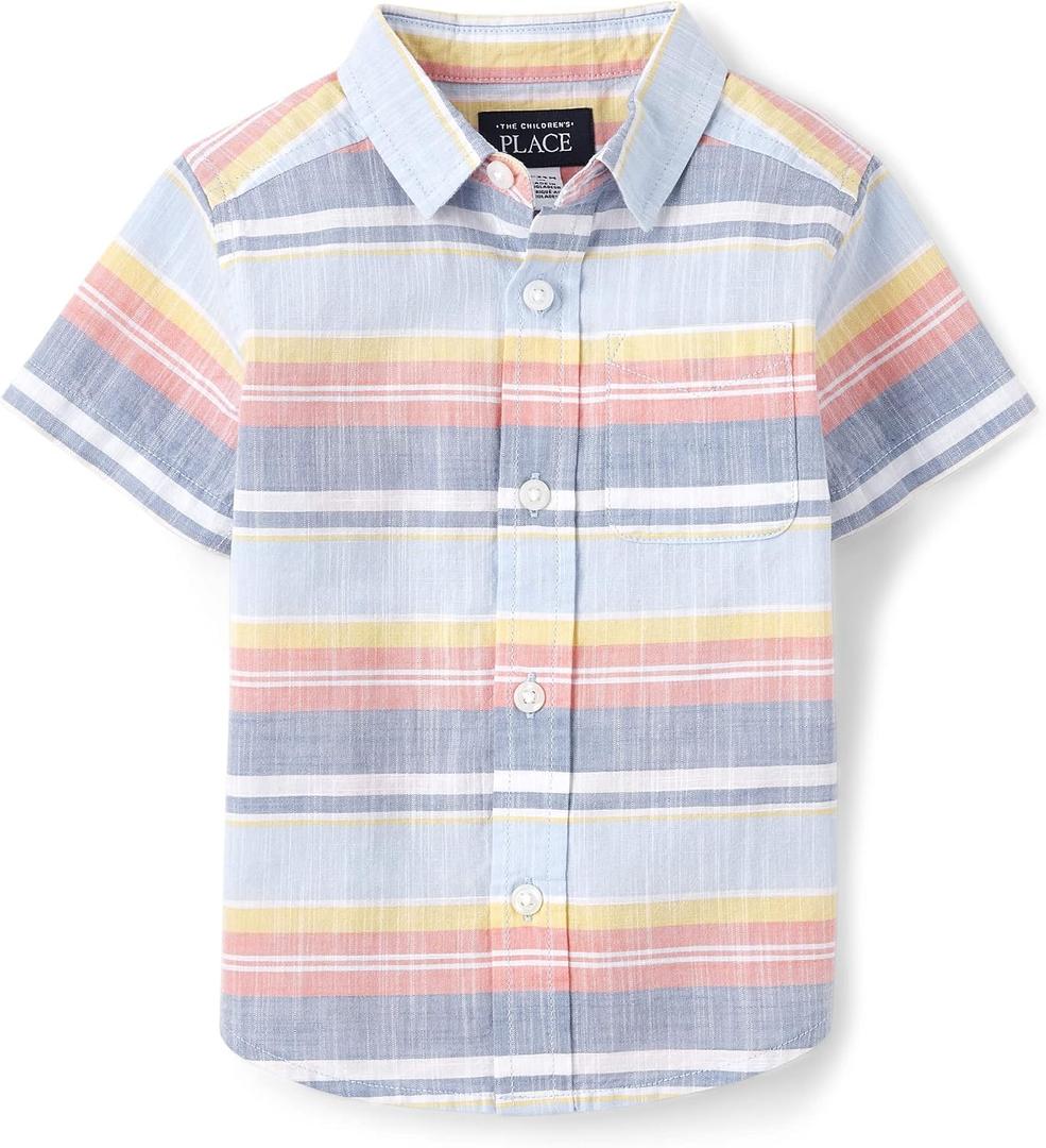 The Children's Place boys Short Sleeve Button Up Shirt, Size: 4T