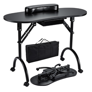 Joligrace Manicure Table Nail Tech Desk Professional Foldable Portable Desk
Nail Technician Workstation 4 Lockable Wheels with Drawer Client Wrist Pad Free Carrying Bag Travel Nail Tech Spa Table Black