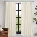 RYB HOME Ivory White Velvet Curtains 72 inches with Hook Belt, Soft Fabric Room Darkening Thermal Insulated Luxurious Home Decor Curtains for Living Room Bedroom, W 42" x L 72", 2 Panels Set