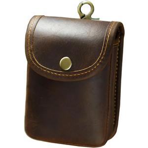 Holster Pouch, Leather Double Deck Playing Card Case Fits Poker and Bridge Size Cards, Durable Leather EDC Waist Bag for Coins, Car Keys, Headphones (Coffee)