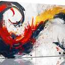 Abstract Living Room Pictures Wall Decor - Modern Art Wall Decor for Office - Abstract Wall Art for Bedroom Size 20" x 40" (20 x 40-Inch, Blue Red)
