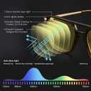 WAVE Blue Light Blocking Glasses,Gaming Glasses with Metal Frames,Computer Glasses for Eye Strain,Anti Glare