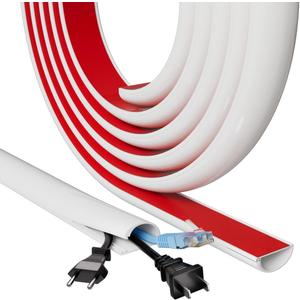 78" Side Buckle Cable Hider Cords,Extension Cord Covers for Wires On Wall,Adhesive Cord Hider for Wall Mount Tv, Wire Channel for Cable Concealer,Cable Raceway Home & Office,White, W 1.08" H 0.6"