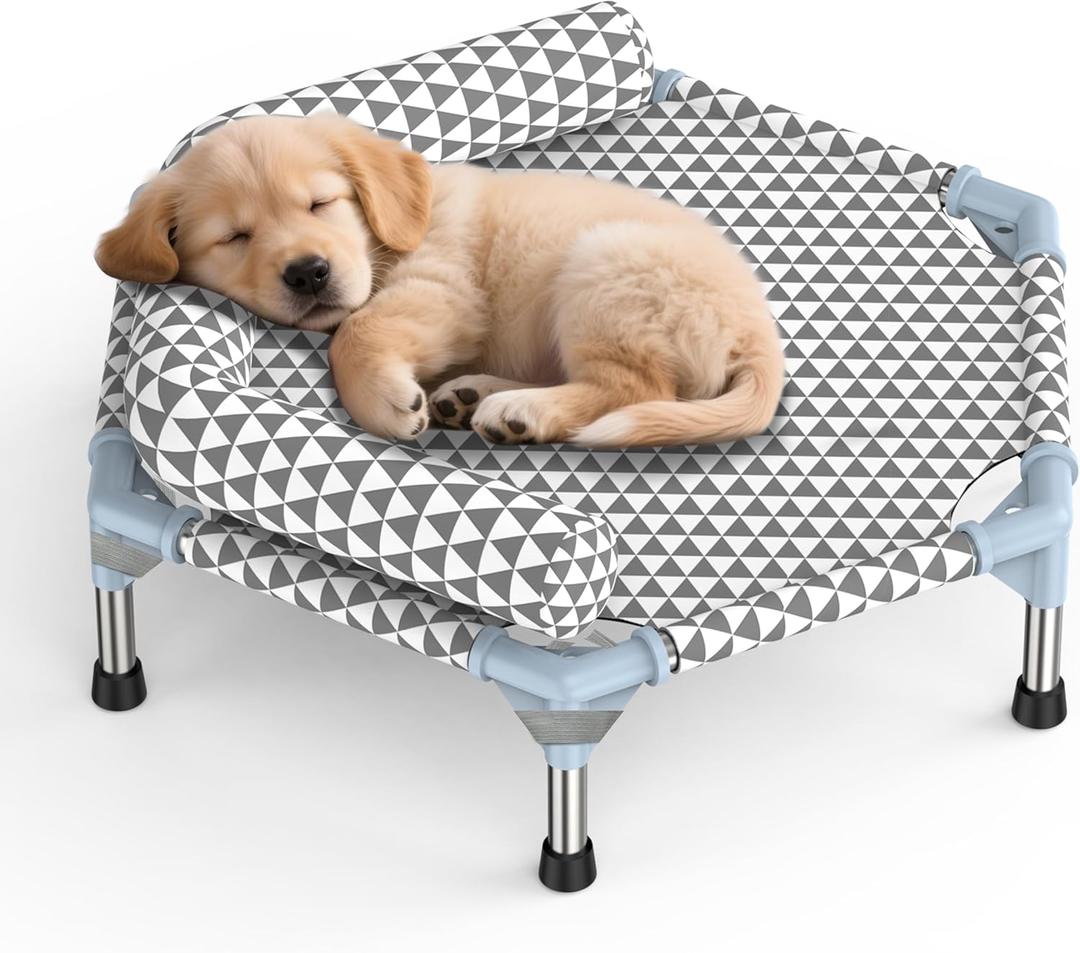 Orthopedic Dog Bed for Small Dogs - Removable Bolsters & cleanable Cover, Elevated Outdoor Dog Bed, Raised Dogs Bed, Easy to Assemble, Up to 75 lbs, Small