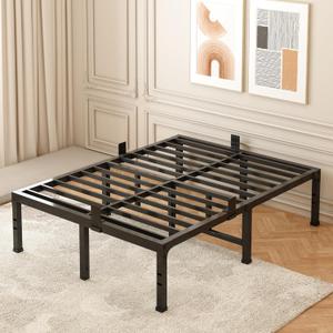 FUIOBYVV Full Size Bed Frame 18 inch Heavy Duty Metal Platform Bed Frame Full Support Up to 3500 lbs,No Box Spring Needed/No Shaking/Steel Slat Support/Noise Free/Easy Assembly
