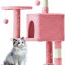 DUMOS Small 44 Inch Cat Tree Tower with Natural Sisal Scratching Posts
Cat Tree with Hammock, Pet Condo for Indoor Cats and Kittens Play, Pink